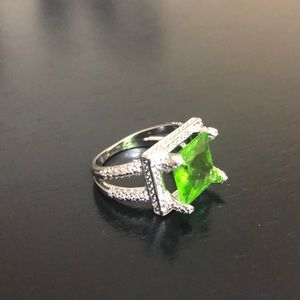 New Green Tourmaline 6.35 carat Solitaire ring